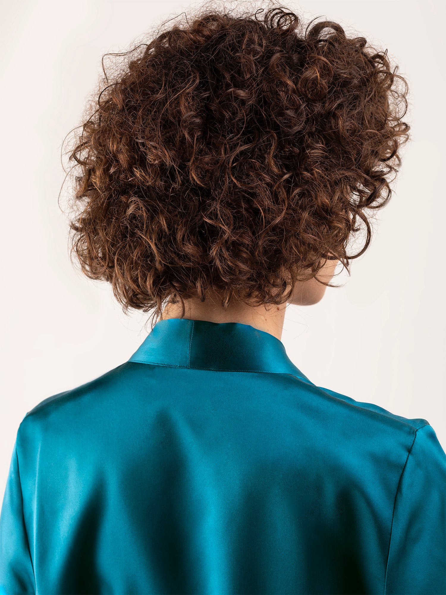 Kimono Corto in Seta con Cintura - Petrolio