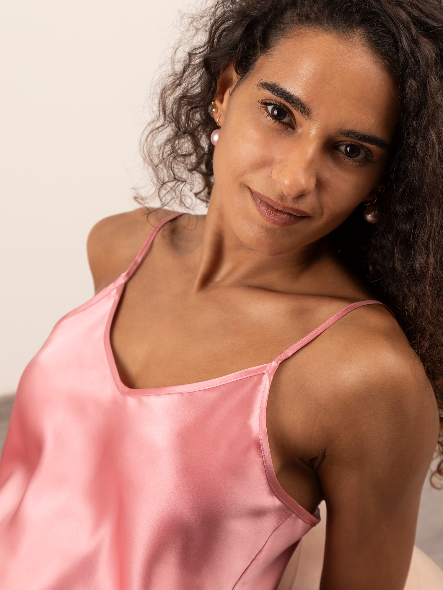 Top in Seta con Spalline Incrociabili - Rosa Antico