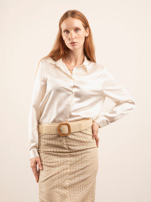 Camicia in Seta Classica - Bianco Naturale