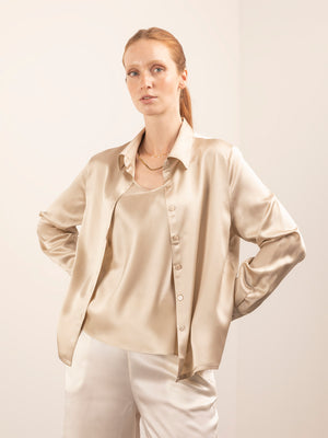 Camicia in Seta Classica - Champagne