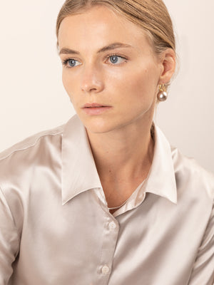 Camicia in Seta Classica - Grigio Perla