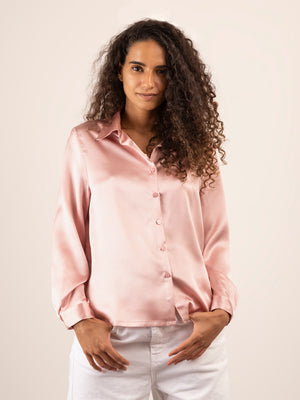 Camicia in Seta Classica - Rosa Cipria