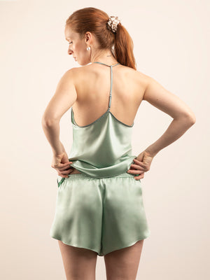 Pantaloncino in Seta a Petalo - Verde Giada