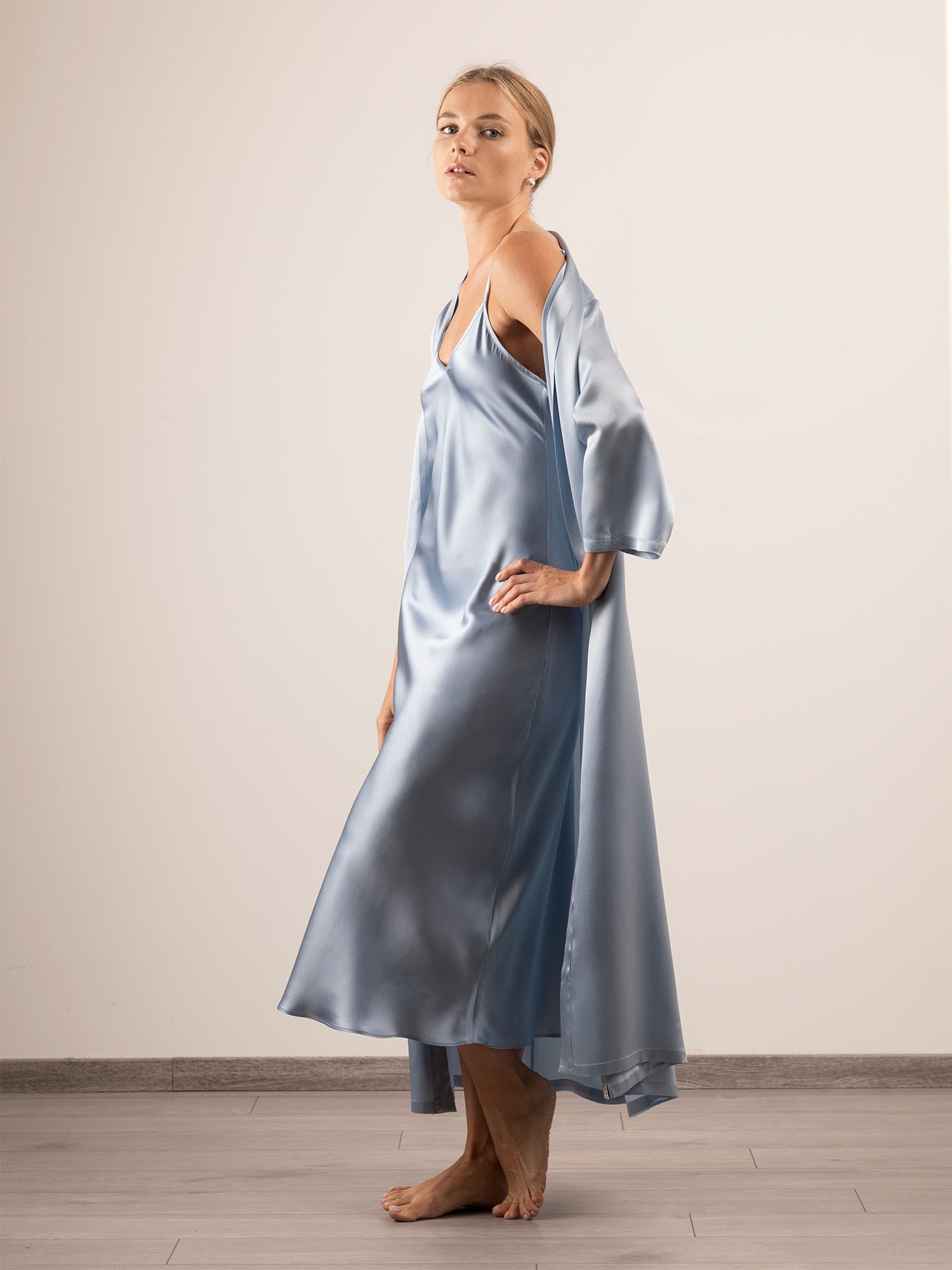 Set Lungo Abito e Kimono in Seta