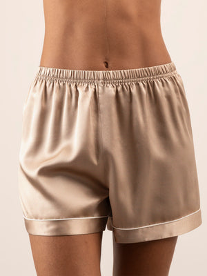 Shorts in Seta con Profili Colore - Tortora