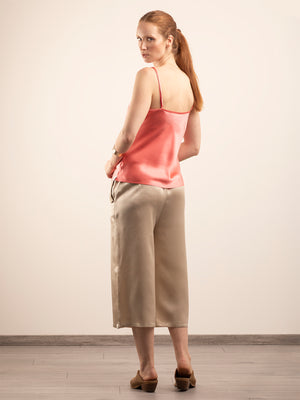 Top in Seta con Spalline Incrociabili - Rosso Corallo